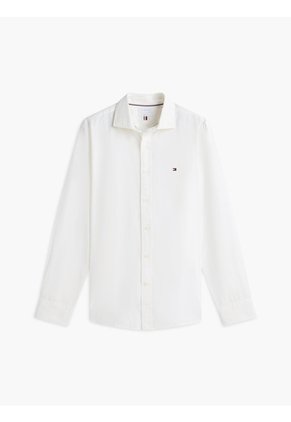 Camisa Blanca De Corte Regular En Popelín Lavado Tommy Hilfiger