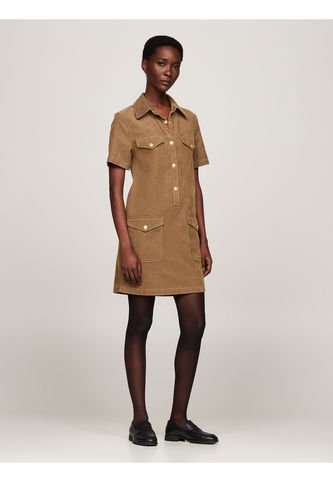 Vestido Beige Corto De Manga Corta Tommy Hilfiger Tommy Hilfiger