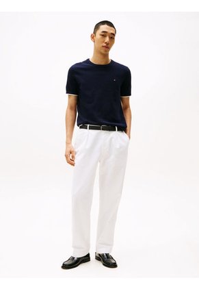 Camiseta Azul De Cuello Redondo Con Logo Tommy Hilfiger