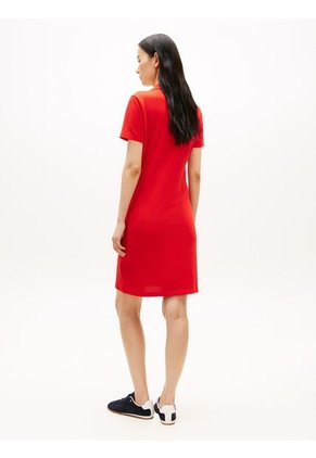 Vestido Rojo Tipo Polo Con Cuello En V Abierto Tommy Hilfiger