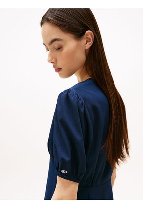 Vestido Azul Corto De Crepé Tommy Jeans