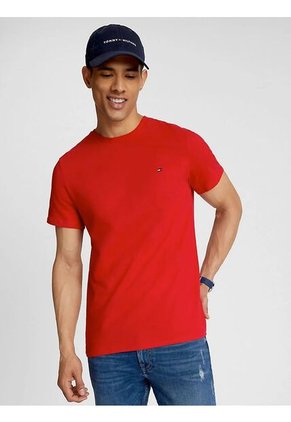 Camiseta Manga Corta Rojo Slim Fit Esencial En Algodón Tommy Hilfiger