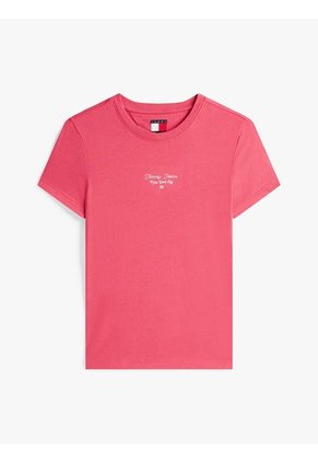 Camiseta Rosada De Punto Con Logo Y Corte Slim Tommy Jeans