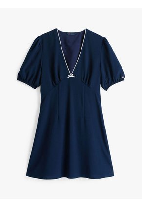Vestido Azul Corto De Crepé Tommy Jeans