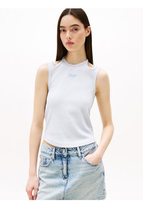 Camiseta Celeste Sin Mangas Con Cuello Halter Tommy Jeans