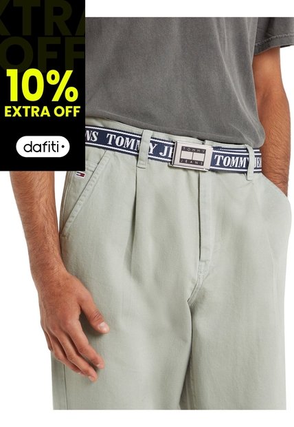 Cinturón Gris Trenzado De Jacquard Reciclado Tommy Hilfiger