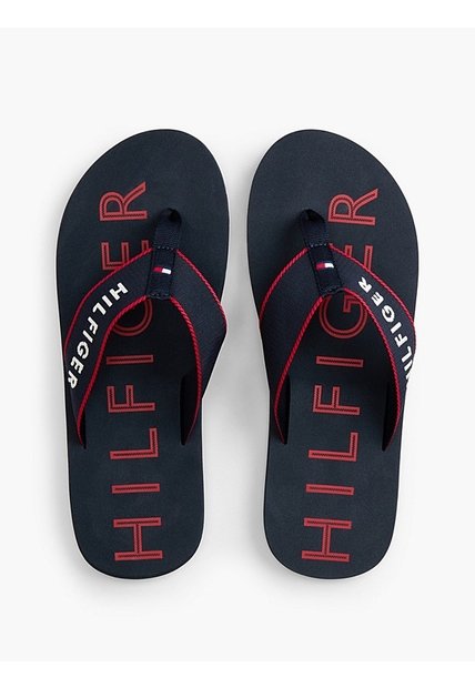 Sandalias Azul Marino Con Tira Trenzada Y Logo Bordado Tommy Hilfiger
