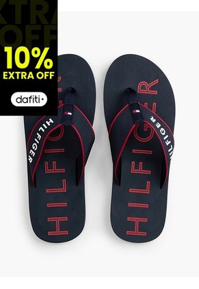 Sandalias Azul Marino Con Tira Trenzada Y Logo Bordado Tommy Hilfiger
