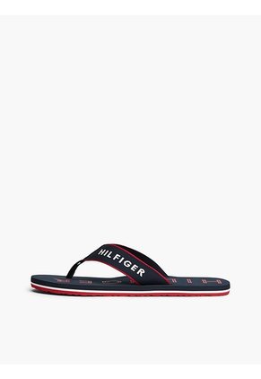 Sandalias Azul Marino Con Tira Trenzada Y Logo Bordado Tommy Hilfiger
