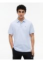 Polo Celeste De Corte Regular Ribeteado Con Logo Tommy Jeans de Tommy Hilfiger
