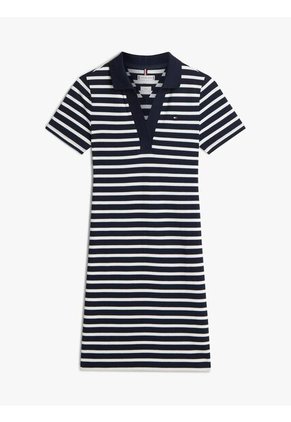 Vestido Azul Tipo Polo Con Cuello En V Abierto Tommy Hilfiger