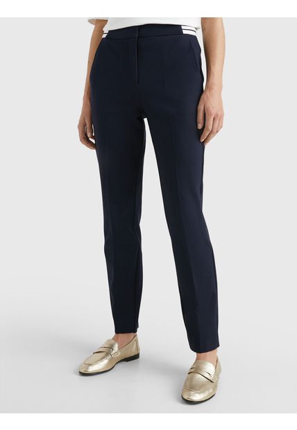 Pantalón De Punto Milano Con Corte Slim Mujer Azul Tommy Hilfiger