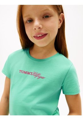 Camiseta Verde Vintage Slim De Punto Con Logo Tommy Hilfiger