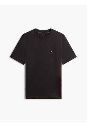 Camiseta Negra De Punto Con Rayas Global Stripe Tommy Hilfiger