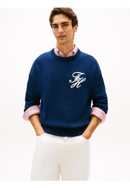 Saco Azul Grueso Con Logo Bordado Tommy Hilfiger