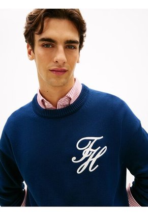 Saco Azul Grueso Con Logo Bordado Tommy Hilfiger