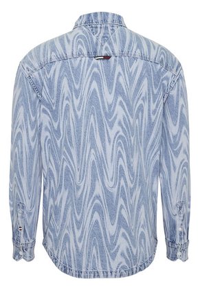 Camisa Jeans De Remolinos Y Corte Informal Hombre Azul Tommy Jeans