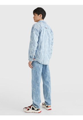 Camisa Jeans De Remolinos Y Corte Informal Hombre Azul Tommy Jeans