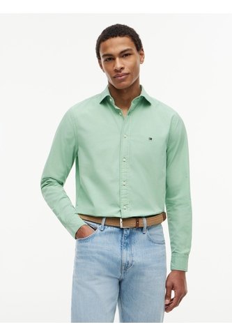 Camisa Verde De Corte Regular En Popelín Lavado Tommy Hilfiger Tommy Hilfiger