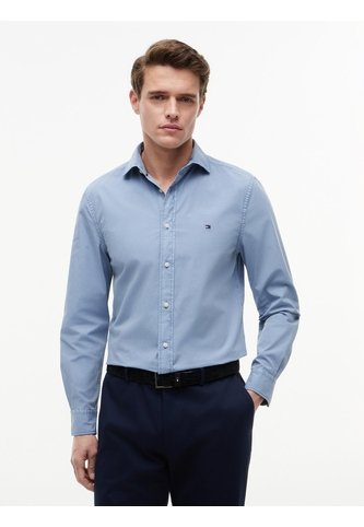 Camisa Azul De Corte Regular En Popelín Lavado Tommy Hilfiger Tommy Hilfiger