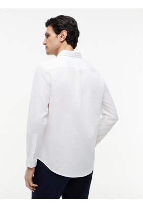 Camisa Blanca De Corte Regular Manga Larga Con Tejido Dobby Tommy Hilfiger