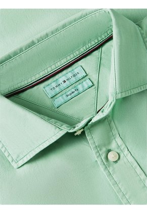 Camisa Verde De Corte Regular En Popelín Lavado Tommy Hilfiger
