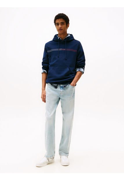 Buzo Azul Con Capota Y Cordón Tommy Jeans