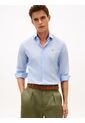 Camisa Celeste De Manga Larga Con Micro Estampado Tommy Hilfiger de Tommy Hilfiger