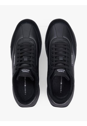 Tenis Negro Retro Runner En Mezcla De Cuero Tommy Hilfiger