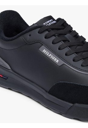 Tenis Negro Retro Runner En Mezcla De Cuero Tommy Hilfiger