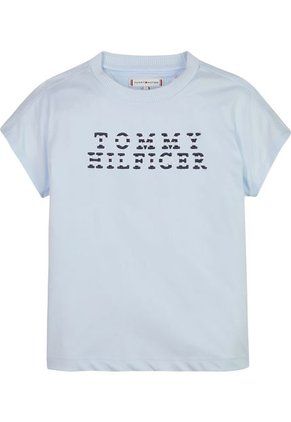 Camiseta Con Logo De Rayas Náuticas Niña Celeste Tommy Hilfiger