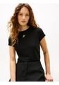 Camiseta Negra De Punto Con Logo Texturizado Tommy Hilfiger de Tommy Hilfiger