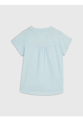 Camiseta Con Logo De Rayas Náuticas Niña Celeste Tommy Hilfiger