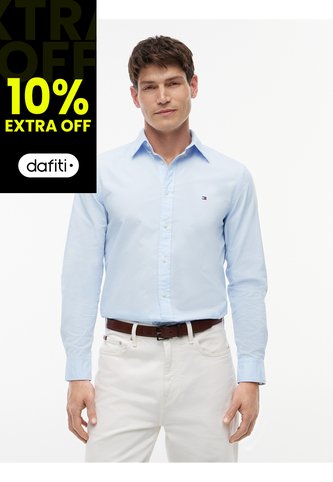Camisa Azul Flex Poplin De Corte Slim Tommy Hilfiger Tommy Hilfiger