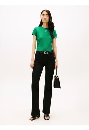 Camiseta Verde De Punto Con Logo Texturizado Tommy Hilfiger