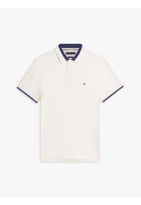 Polo Blanco De Corte Regular Con Ribeteado Tommy Hilfiger