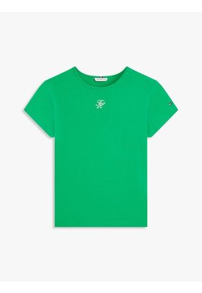 Camiseta Verde De Punto Con Logo Texturizado Tommy Hilfiger