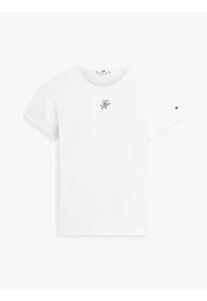 Camiseta Blanca De Punto Con Logo Texturizado Tommy Hilfiger