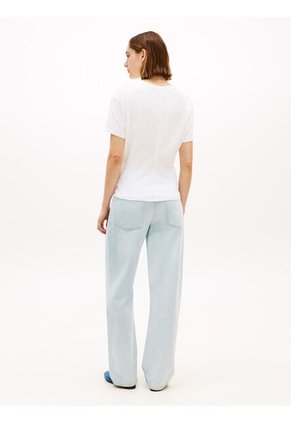 Camiseta Blanca Texturizada Amplia Con Lazo Tommy Hilfiger