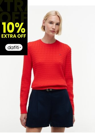 Saco Rojo De Punto Trenzado Fino Tommy Hilfiger Tommy Hilfiger