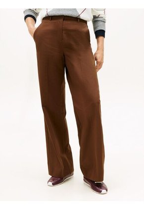 Pantalón Chocolate Wide Leg Con Logo Tommy Hilfiger