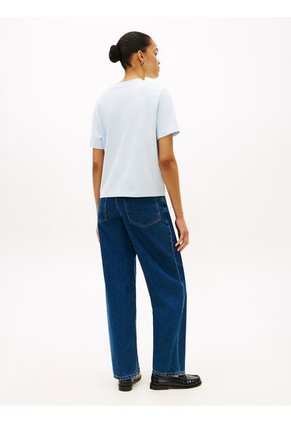 Camiseta Azul Amplia Con Logo Y Escudo Bordado Tommy Hilfiger