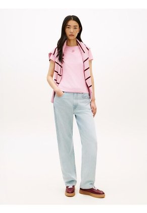 Camiseta Rosa De Punto Con Logo Texturizado Tommy Hilfiger