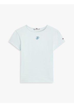 Camiseta Azul De Punto Con Logo Texturizado Tommy Hilfiger