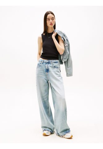 Camiseta Negra Sin Mangas Con Cuello Halter Tommy Jeans Tommy Hilfiger