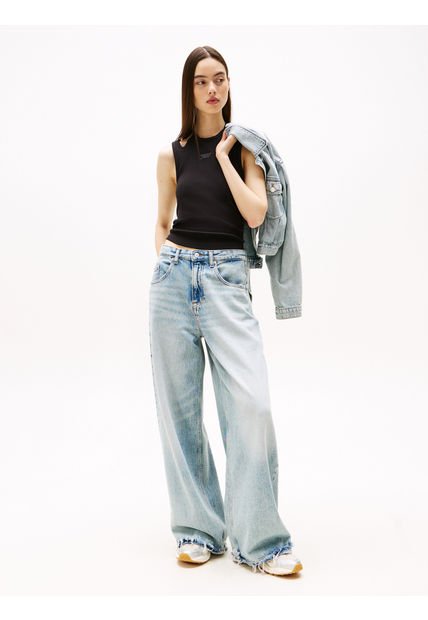 Camiseta Negra Sin Mangas Con Cuello Halter Tommy Jeans