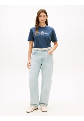 Camiseta Multicolor Amplia Con Logo Y Escudo Bordado Tommy Hilfiger