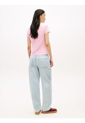 Camiseta Rosa De Punto Con Logo Texturizado Tommy Hilfiger