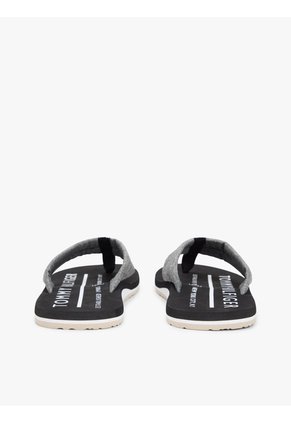Sandalias Negro De Jacquard En Chambray De Puro Lino Tommy Hilfiger