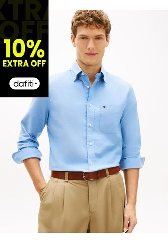 Camisa Azul Oxford Ligera De Corte Regular Tommy Hilfiger Tommy Hilfiger